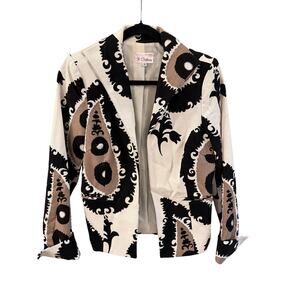 3 Sisters open front print blazer jacket